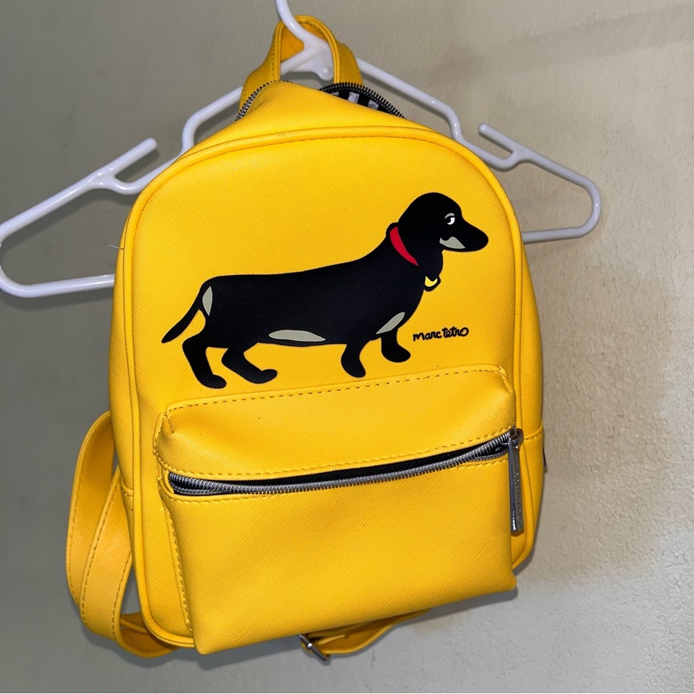Yellow Dachshund Print Dog Backpack